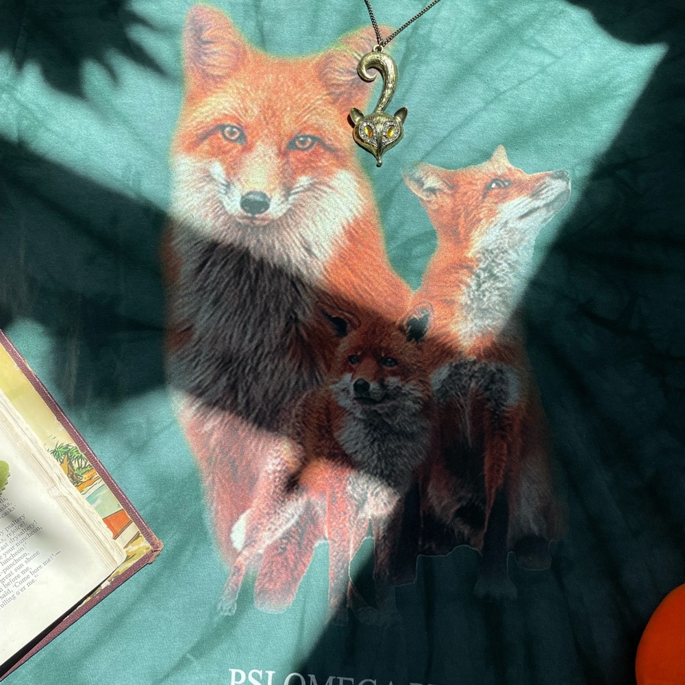 Y2K Colortone foxes green tie dye short sleeve tee - Picture 9 of 12